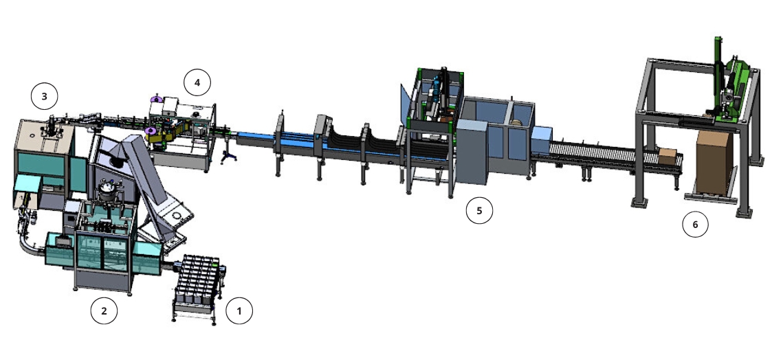 ligne-elevateur-bouchons-remplisseuse-automatique-plongeante-visseuse-automatique-etiqueteuse-encartonneuse-palettiseur